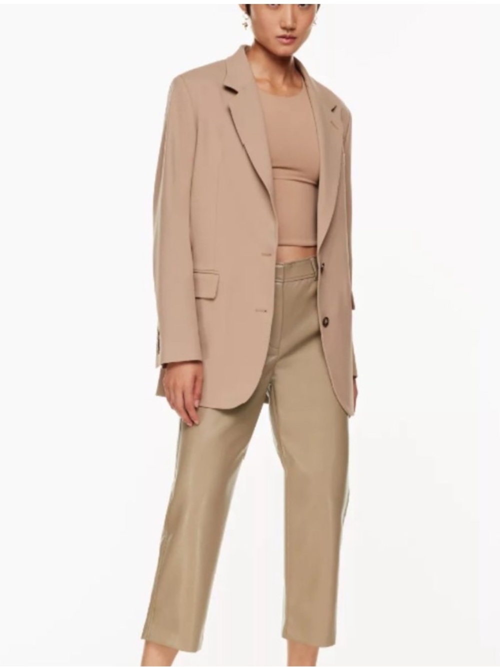 Babaton x Aritzia Command Cropped Vegan Leather Pant in Sand Bluff Size 4